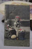 画像2: 1900年初頭　フランスアンティーク　イースターエッグ　男の子ポストカード (2)