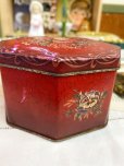画像7: ヴィンテージ イギリス 赤い八角形のバラ缶