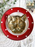 画像1: 真鍮 キュートな表情の猫トレイ (1)