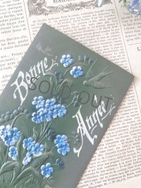 フランス 勿忘草 美しい緑青の1904年のカード