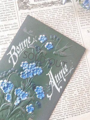 画像1: フランス 勿忘草 美しい緑青の1904年のカード