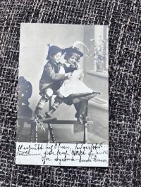 1911年 ドイツ  手紙を読む少年と少女 ポストカード