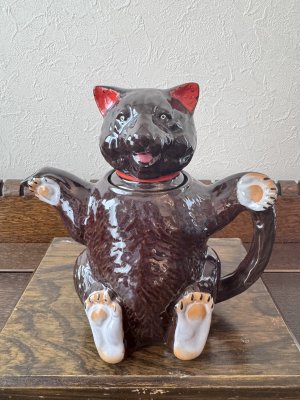 画像1: イギリス つぶらな瞳の黒熊ティーポット