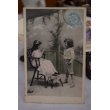 画像1: 1900年初頭のフランス テラスで刺繍 午後の可愛らしい子供達のカード (1)