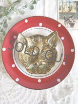 画像: 真鍮 キュートな表情の猫トレイ